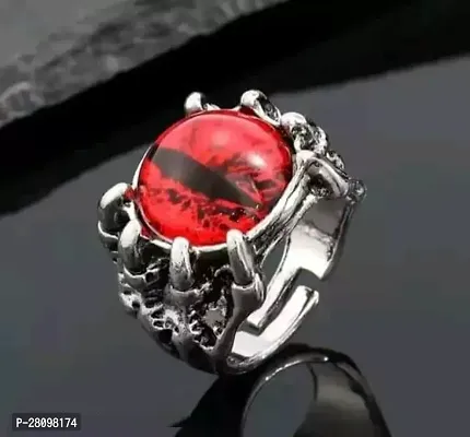 Alluring Silver Stainless Steel Agate Artificial Stone Rings For Men-thumb0