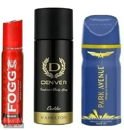 Fogg Charm 25ml   Denver Caliber 50ml  Park Avenue good morning 40ml (115ml Pack of 3)