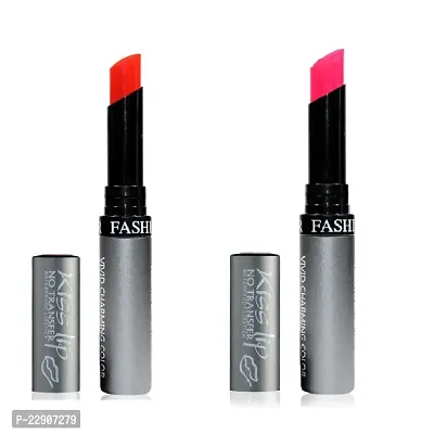 Fashion Colour Kiss Lip No Transfer Lipstick, Waterproof, Smudgeproof, Long Lasting Combo (Blood  Purple)