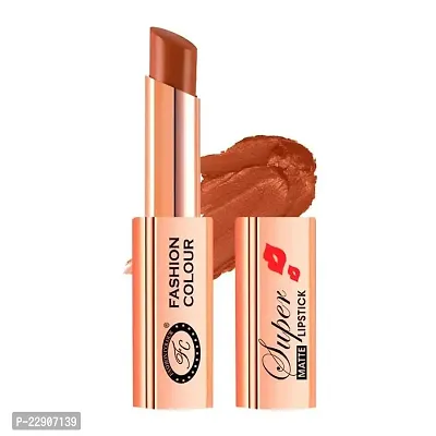 Fashion Colour Waterproof and Long Wearing Premium Super Matte Lipstick, For Glamorous Look, 4g (Shade 01 (Naughty Chocolate))