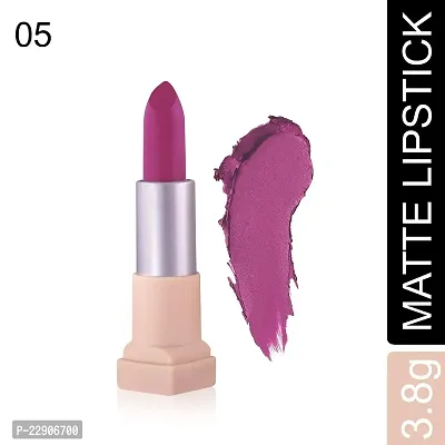 Fashion Colour Velvet Texture Vivid Matte Lipstick, Long Lasting, Smooth and Highly Pigmented Finish With The Smoothing Properties of a Primer (3.8g) (05 Dica Purple)-thumb2