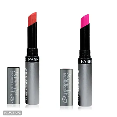 Fashion Colour Kiss Lip No Transfer Lipstick, Waterproof, Smudgeproof, Long Lasting Combo (Khaki Light  Voilet Light)