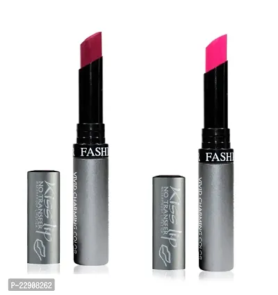 Fashion Colour Kiss Lip No Transfer Lipstick, Waterproof, Smudgeproof, Long Lasting Combo (Aubergine  Rose Violet)