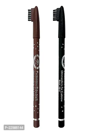 Fashion Colour Glimmerstick for Eyebrow 1.3g | Long Lasting Eyebrow Pencil | Soft Textured Natural Daily Look Eyebrow Makeup. (BR+BK)