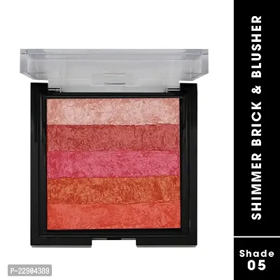 Fashion Colour Shimmer Brick and Blusher 2 in 1 II Glow Bronzer Powder Waterproof Baked and Light Face Contour Highlight (Shade 05)-thumb3