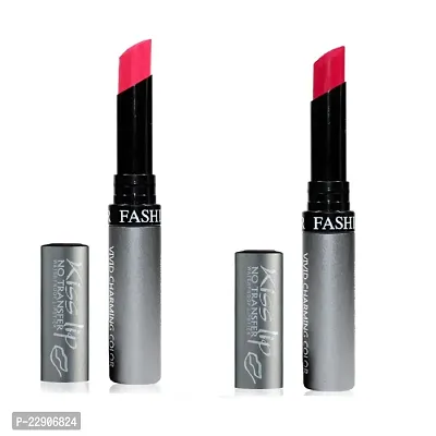 Fashion Colour Kiss Lip No Transfer Lipstick, Waterproof, Smudgeproof, Long Lasting Combo (Pink  Baby Lavender)