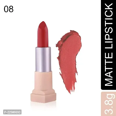 Fashion Colour Velvet Texture Vivid Matte Lipstick, Long Lasting, Smooth and Highly Pigmented Finish With The Smoothing Properties of a Primer (3.8g) (08 Deep Red)-thumb2