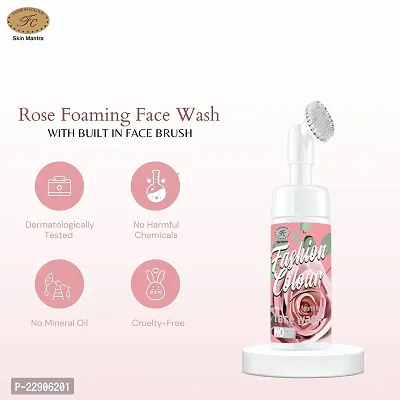 Fashion Colour Skin Mantra ROSE Foaming Face Wash With Built in Face Brush For Deep Cleansing and Healthy Skin 150ml-thumb3
