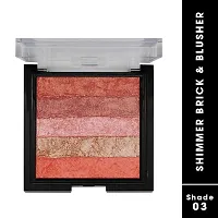 Fashion Colour Shimmer Brick and Blusher 2 in 1 II Glow Bronzer Powder Waterproof Baked and Light Face Contour Highlight (Shade 03)-thumb2