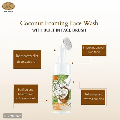Fashion Colour Skin Mantra COCONUT Foaming Face Wash With Built in Face Brush For Deep Cleansing and Healthy Skin 150ml-thumb3