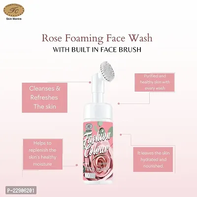 Fashion Colour Skin Mantra ROSE Foaming Face Wash With Built in Face Brush For Deep Cleansing and Healthy Skin 150ml-thumb2