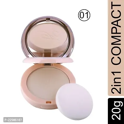 Fashion Colour Nude Makeover 2 IN 1 Face Compact Powder II Oil Control, Nude Makeover, Natural and Flawless (Shade 01)-thumb2
