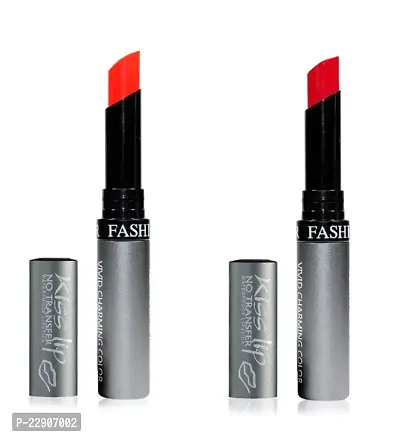 Fashion Colour Kiss Lip No Transfer Lipstick, Waterproof, Smudgeproof, Long Lasting Combo (Orange Red  Scarlet)