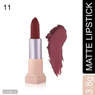 Fashion Colour Velvet Texture Vivid Matte Lipstick, Long Lasting, Smooth and Highly Pigmented Finish With The Smoothing Properties of a Primer (3.8g) (11 Red Brown)-thumb2