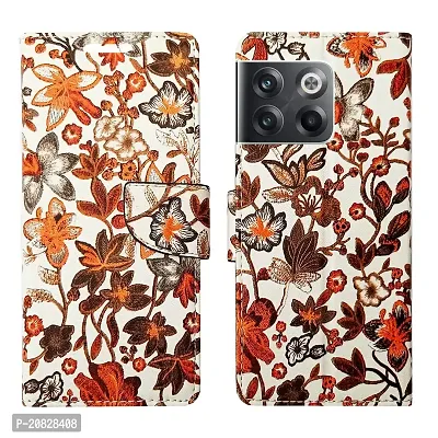 Dhar Flips Orange Pattern Flip Cover for OnePlus 10T 5G| Leather Finish|Shock Proof|Magnetic Clouser Compatible with OnePlus 10T 5G(Orange)