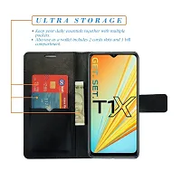 Dhar Flips Black Tower Flip Cover for Vivo T1X| Leather Finish|Shock Proof|Magnetic Clouser Compatible with Vivo T1X(Black)-thumb2