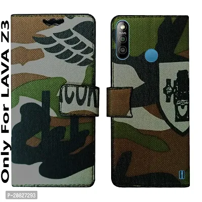 Dhar Flips Army Flip Cover Lava Z3| Leather Finish|Shock Proof|Magnetic Clouser Compatible with Lava Z3 (Multicolor)