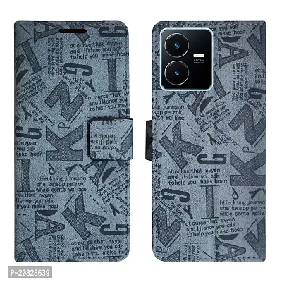 Dhar Flips Grey ATZ Flip Cover Vivo Y22| Leather Finish|Shock Proof|Magnetic Clouser Compatible with Vivo Y22 (Grey)