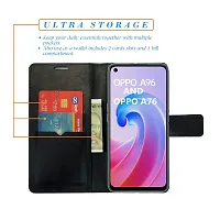 Dhar Flips Black Tower Flip Cover for Oppo A96| Leather Finish|Shock Proof|Magnetic Clouser Compatible with Oppo A96(Black)-thumb2
