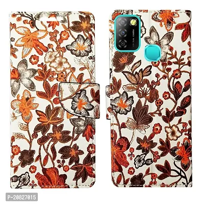 Dhar Flips Orange Pattern Flip Cover for Infinix Smart 5A| Leather Finish|Shock Proof|Magnetic Clouser Compatible with Infinix Smart 5A(Orange)