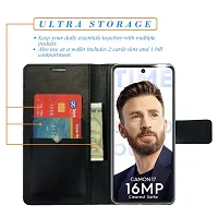 Dhar Flips Black Tower Flip Cover for Tecno Camon 17| Leather Finish|Shock Proof|Magnetic Clouser Compatible with Tecno Camon 17(Black)-thumb2