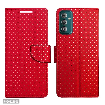 Dhar Flips Candy Red Dot Flip Cover for Samsung F23 5G| Leather Finish|Shock Proof|Magnetic Clouser Compatible with Samsung F23 5G (Red)-thumb0
