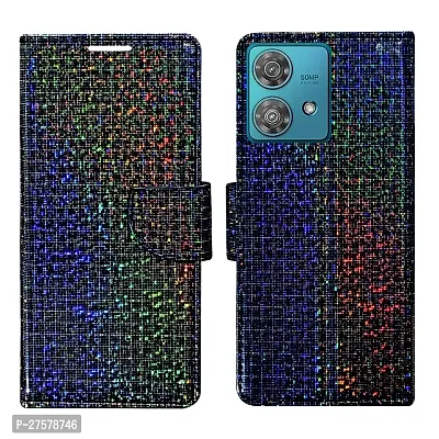 Dhar Flips Glitter Flip Cover Moto Edge 40 NEO | Leather Finish|Shock Proof|Magnetic Clouser Compatible with Moto Edge 40 NEO(Multi Colored)