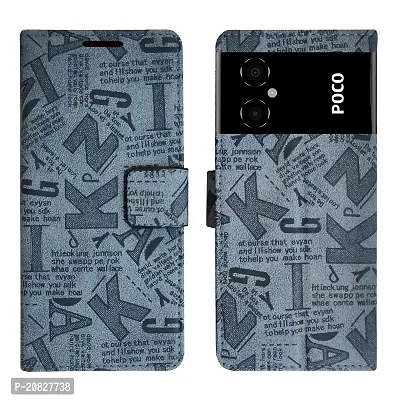 Dhar Flips Grey ATZ Flip Cover Poco M4 5G| Leather Finish|Shock Proof|Magnetic Clouser Compatible with Poco M4 5G (Grey)