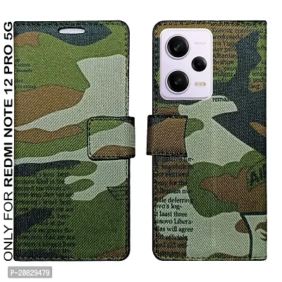 Dhar Flips Army Flip Cover Redmi Note 12 5G| Leather Finish|Shock Proof|Magnetic Clouser Compatible with Redmi Note 12 5G (Multicolor)