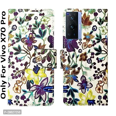 Dhar Flips Purple Pattern Flip Cover for Vivo X70 Pro| Leather Finish|Shock Proof|Magnetic Clouser Compatible with Vivo X70 Pro(Purple)