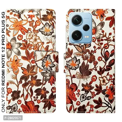 Dhar Flips Orange Pattern Flip Cover for Redmi Note 12 Pro Plus 5G| Leather Finish|Shock Proof|Magnetic Clouser Compatible with Redmi Note 12 Pro Plus 5G(Orange)