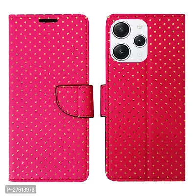 Dhar Flips Pink Dot Flip Cover Redmi 12 5G | Leather Finish|Shock Proof|Magnetic Clouser Compatible with Redmi 12 5G(Pink)-thumb0