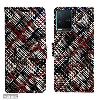 Dhar Flips Check Flip Cover Vivo T1X| Leather Finish|Shock Proof|Magnetic Clouser Compatible with Vivo T1X (Multicolor)