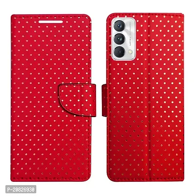 Dhar Flips Candy Red Dot Flip Cover for Realme GT Master| Leather Finish|Shock Proof|Magnetic Clouser Compatible with Realme GT Master (Red)