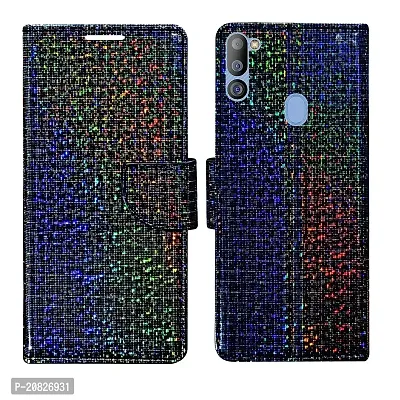 Dhar Flips Glitter Flip Cover for Samsung M21 2021| Leather Finish|Shock Proof|Magnetic Clouser Compatible with Samsung M21 2021 | World's First Color Changing Flip Cover(Multicolor)