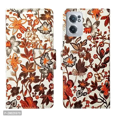 Dhar Flips Orange Pattern Flip Cover for OnePlus Nord CE 2 5G| Leather Finish|Shock Proof|Magnetic Clouser Compatible with OnePlus Nord CE 2 5G(Orange)-thumb0