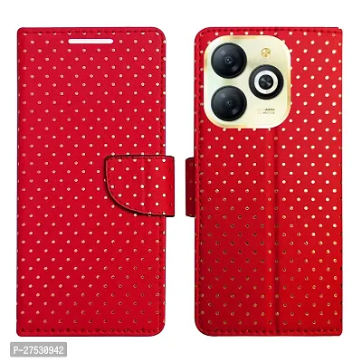 Dhar Flips DT Red Flip Cover Infinix Smart 8 HD | Leather Finish|Shock Proof|Magnetic Clouser Compatible with Infinix Smart 8 HD(Red)