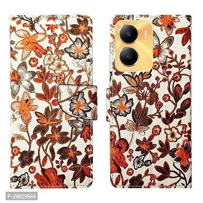 Dhar Flips Orange Pattern Flip Cover for Vivo Y56 5G| Leather Finish|Shock Proof|Magnetic Clouser Compatible with Vivo Y56 5G(Orange)-thumb0