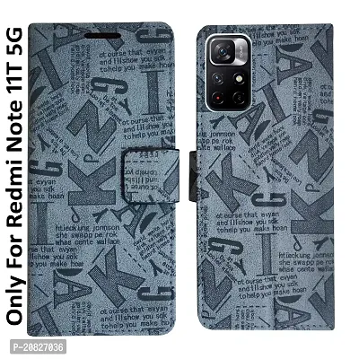 Dhar Flips Grey ATZ Flip Cover Redmi Note 11T 5G| Leather Finish|Shock Proof|Magnetic Clouser Compatible with Redmi Note 11T 5G (Grey)