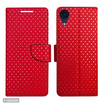 Dhar Flips Candy Red Dot Flip Cover for Samsung A03 Core| Leather Finish|Shock Proof|Magnetic Clouser Compatible with Samsung A03 Core (Red)