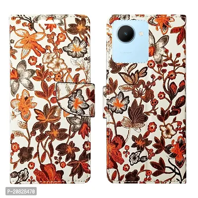 Dhar Flips Orange Pattern Flip Cover for Realme C30| Leather Finish|Shock Proof|Magnetic Clouser Compatible with Realme C30(Orange)-thumb0