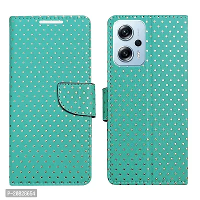 Dhar Flips Aquamarine Dot Flip Cover for Redmi K50i 5G| Leather Finish|Shock Proof|Magnetic Clouser Compatible with Redmi K50i 5G (Green)