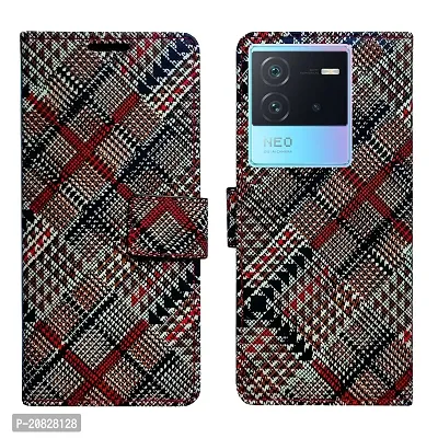 Dhar Flips Check Flip Cover IQOO Neo 6 5G| Leather Finish|Shock Proof|Magnetic Clouser Compatible with IQOO Neo 6 5G (Multicolor)