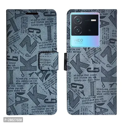 Dhar Flips Grey ATZ Flip Cover IQOO Neo 6 5G| Leather Finish|Shock Proof|Magnetic Clouser Compatible with IQOO Neo 6 5G (Grey)-thumb0