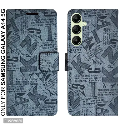 Dhar Flips Grey ATZ Flip Cover Samsung A14 5G| Leather Finish|Shock Proof|Magnetic Clouser Compatible with Samsung A14 5G (Grey)-thumb0