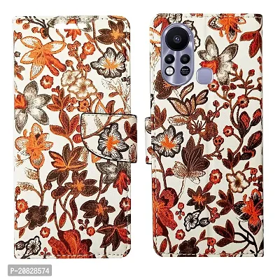 Dhar Flips Orange Pattern Flip Cover for Infinix Hot 11s| Leather Finish|Shock Proof|Magnetic Clouser Compatible with Infinix Hot 11s(Orange)