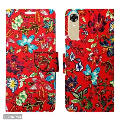 Dhar Flips Red Pattern Flip Cover for Oppo A17K| Leather Finish|Shock Proof|Magnetic Clouser Compatible with Oppo A17K(Red)-thumb0