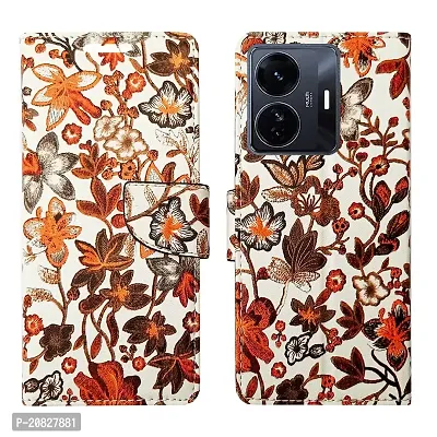 Dhar Flips Orange Pattern Flip Cover for IQOO Z6 Pro 5G| Leather Finish|Shock Proof|Magnetic Clouser Compatible with IQOO Z6 Pro 5G(Orange)-thumb0