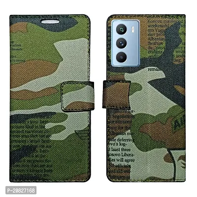Dhar Flips Army Flip Cover IQOO 9 SE 5G| Leather Finish|Shock Proof|Magnetic Clouser Compatible with IQOO 9 SE 5G (Multicolor)-thumb0