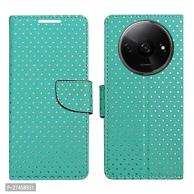 Dhar Flips DT Firozi Flip Cover Redmi A3 | Leather Finish|Shock Proof|Magnetic Clouser Compatible with Redmi A3(Green)